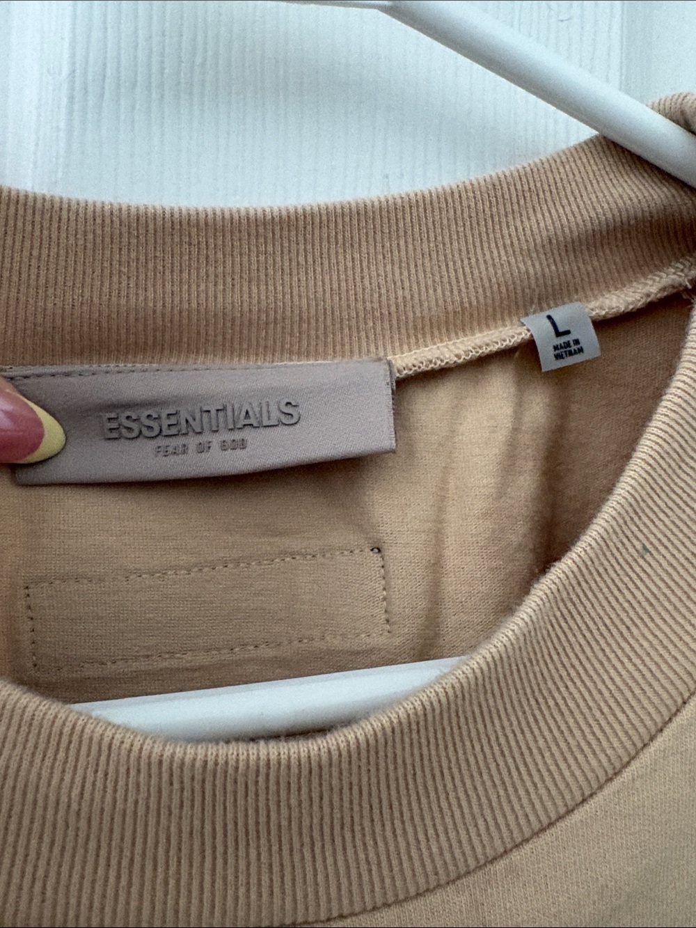 ESSENTIALS Tan Crewneck Logo Tee - Picture 2 of 3